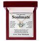 Soulmate Necklace Gift From Husband To My Badass Wife Pendant Valentines Day Anniversary Jewelry with Message Card and Gift Box. Gift for Wife. Necklace Gift Set for Wife Message Card and Necklace Gifts Box Gift Box Styles Forever Love