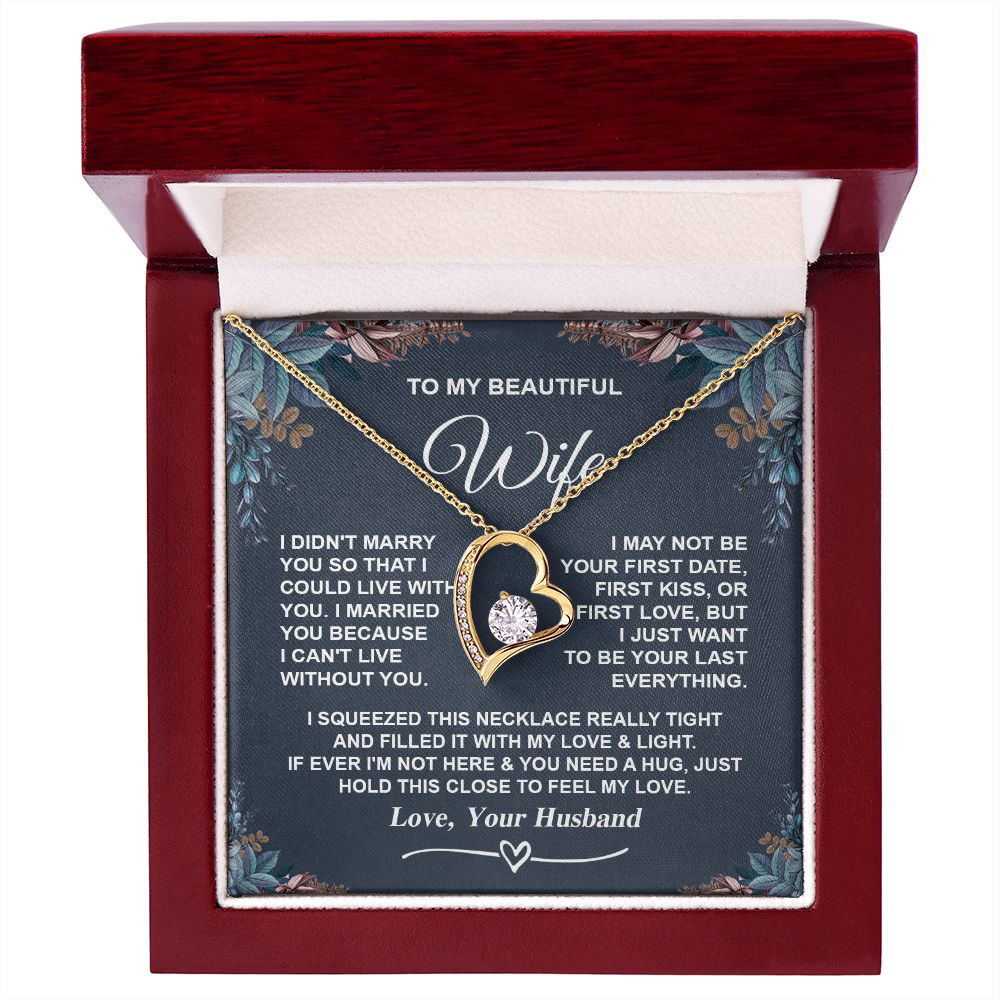 Wife Necklace Gifts from Husband, Gifts for Wife Anniversary from Husband, Necklaces for Wife from Husband to My Wife Message Card and Necklace Gift Box Gift Box Styles on Birthday, Wedding, Anniversary, Valentine Forever Love