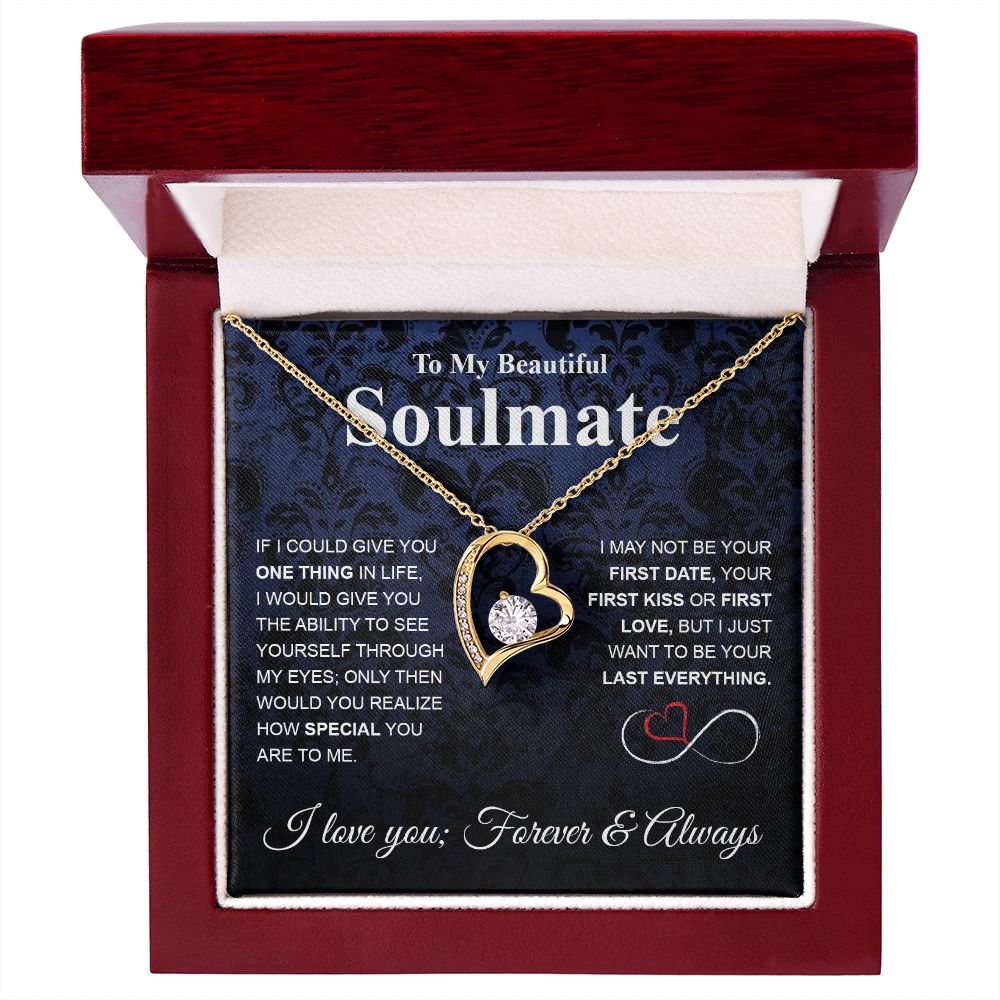 To My Beautiful Soulmate Necklace My Last Everything, Promise Necklace For Her, Fiance Gifts For Her, Wedding Gifts For Future Wife With Message Card Box LED, Soulmate Necklace For Women, To My Wife Necklace Forever Love