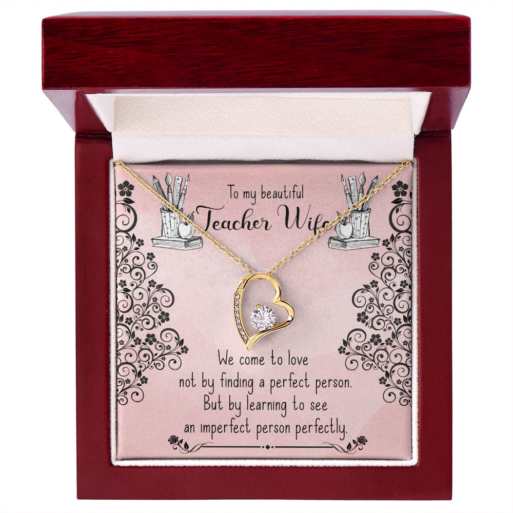 Couples Gifts, Teacher Wife Necklace Gifts From Husband, Wedding Anniversary Jewelry For Wife From Husband, Wife Birthday From Husband, To My Beautiful Wife Girlfriend Message Card and Gift Box styles On Birthday, Christmas, Anniversary  Forever Love