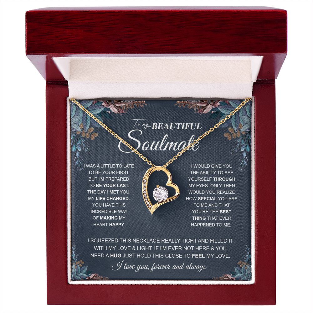 to My Beautiful Soulmate Necklace Future Wife Gifts, Promise Necklace For Her, Fiance Gifts For Her, Anniversary Birthday Gifts For Future Wife With Message Card Box LED, Soulmate Necklace For Women, To My Wife Necklace Forever Love