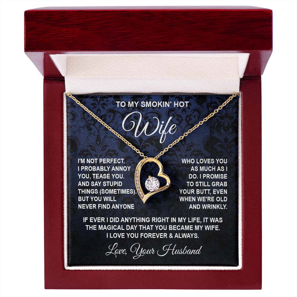 Wife Necklace Gifts from Husband, Wedding Gifts for Wife from Husband, Wife Valentine Gifts from Husband, To My Wife Necklace Message Card and Necklace Gifts Box Gift Box Styles on Birthday, Wedding, Anniversary, Valentine Forever Love