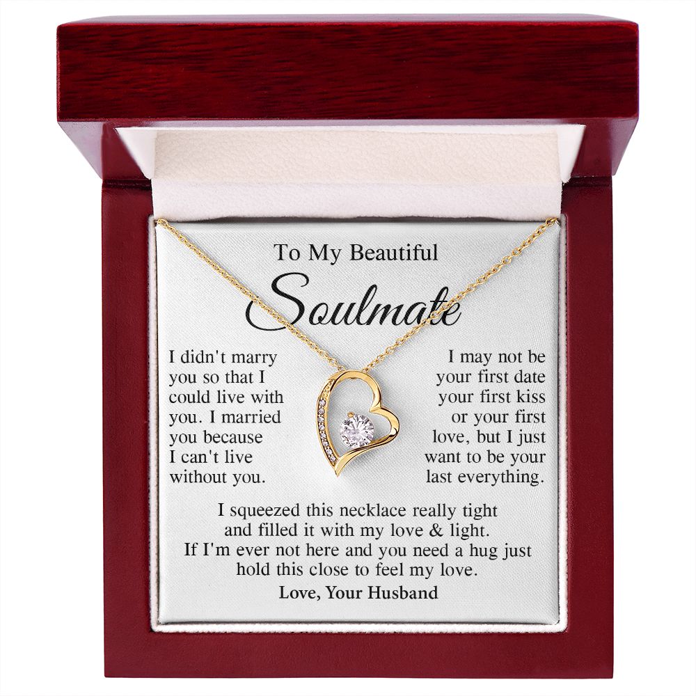 Soulmate Necklace Gift From Husband, Wedding Anniversary Romantic Gifts for Wife from Husband, Soulmate Birthday Gifts Message Card and Necklace Gifts Box Gift Box Styles on Birthday, Wedding, Anniversary, Valentine Forever Love