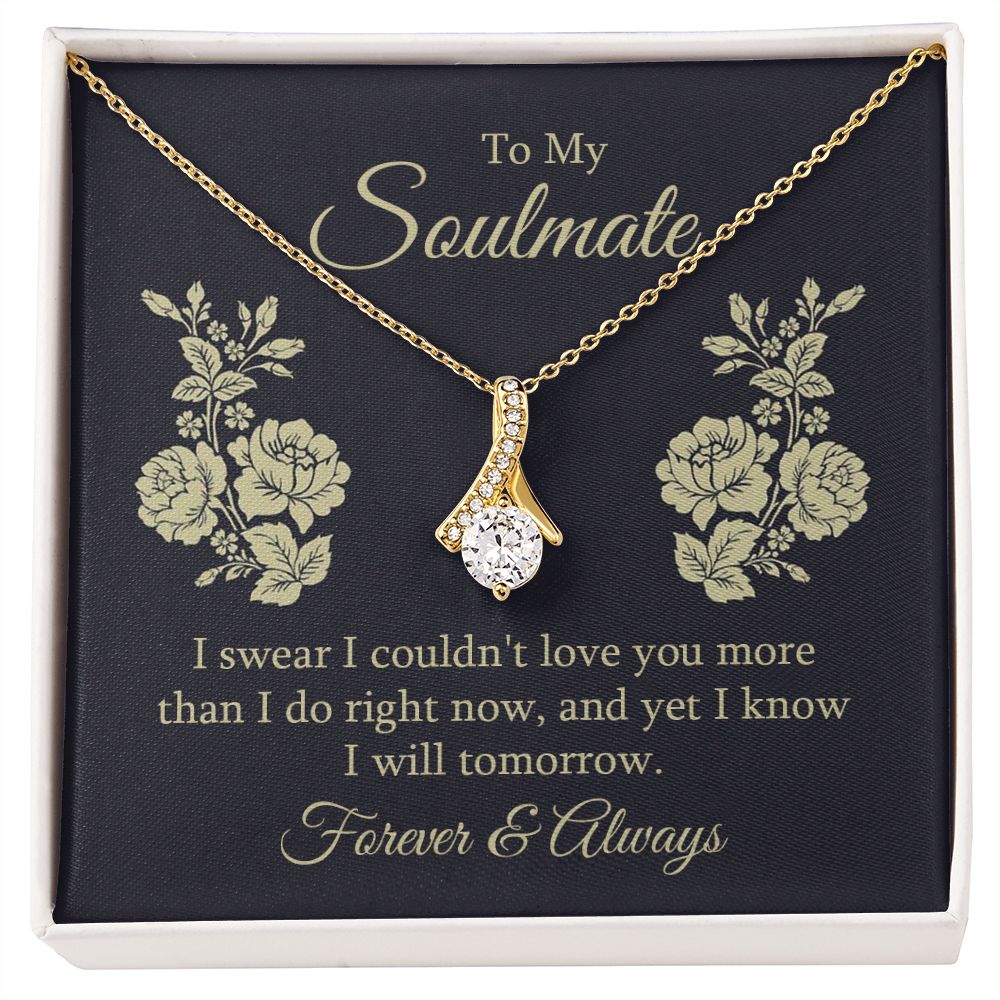 To My Soulmate Necklace for her Jewelry For Her Couples Gifts Necklaces For Soul Mate Christmas Jewelry, Forever & Always, Love Knot Meaningful Necklace Message Card and Gift Box Styles on Birthday, Christmas, Anniversary Allruing Necklace