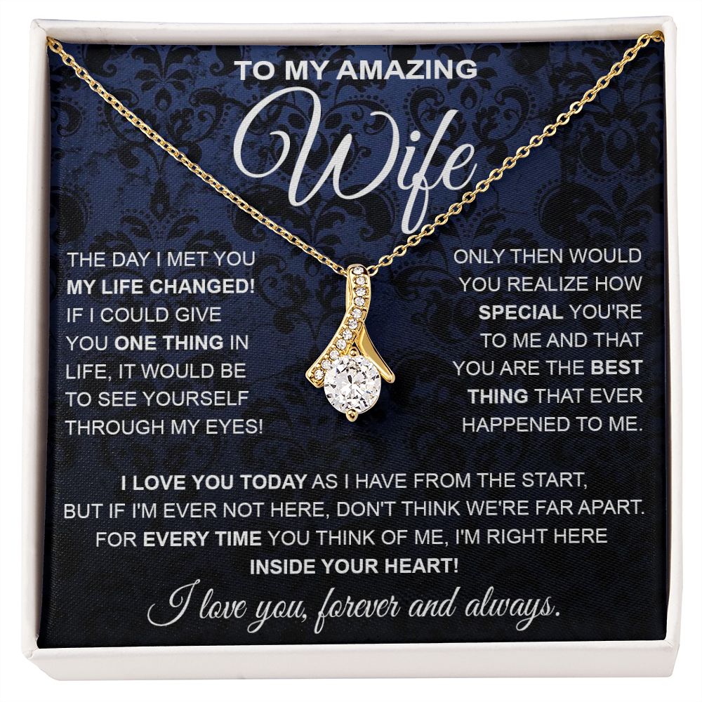 to My Wife Necklace, Soulmate Jewelry for Women, Wife Gifts from Husband, Anniversary Necklace for Wife Soulmate Gifts Future Wife Necklace Message Card and Gift Box Styles on Birthday, Wedding, Anniversary, Valentine Allruing Necklace