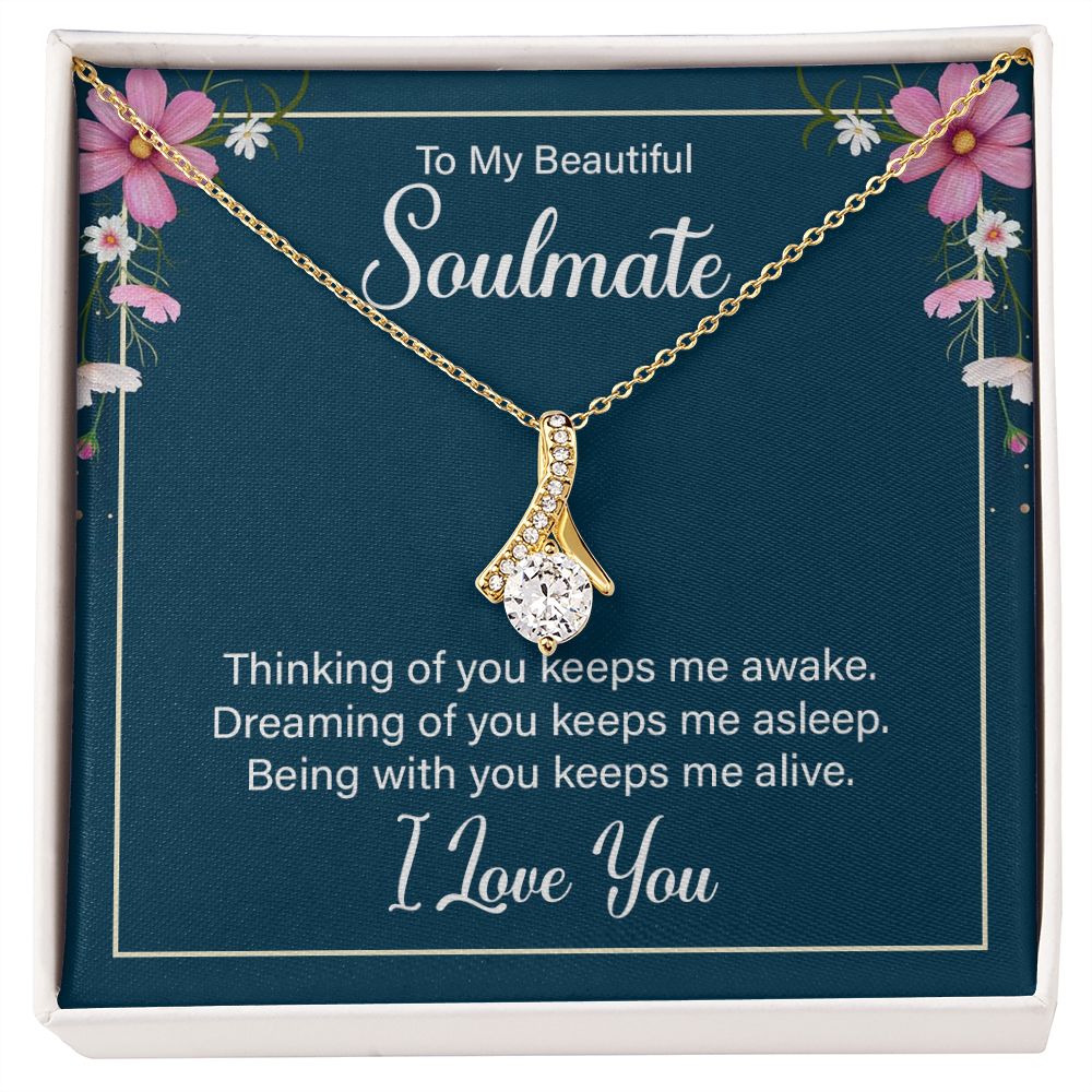 To My Beautiful Soulmate Necklace for her Jewelry For Her Couples Gifts Necklaces For Soul Mate Christmas Jewelry, Love Knot Meaningful Necklace Message Card and Gift Box Styles on Birthday, Christmas, Anniversary  Allruing Necklace