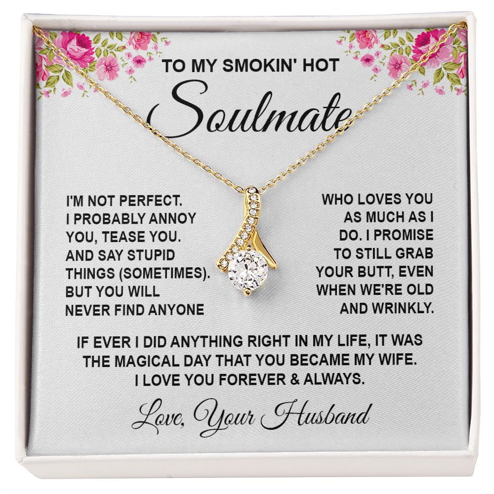 Soulmate Necklace Gifts from Husband, Wedding Anniversary Gifts for Wife from Husband, Wife Valentine Gifts from Husband, To My Wife Necklace Message Card and Necklace Gifts Box Gift Box Styles on Birthday, Wedding, Anniversary, Valentine Allruing Necklac