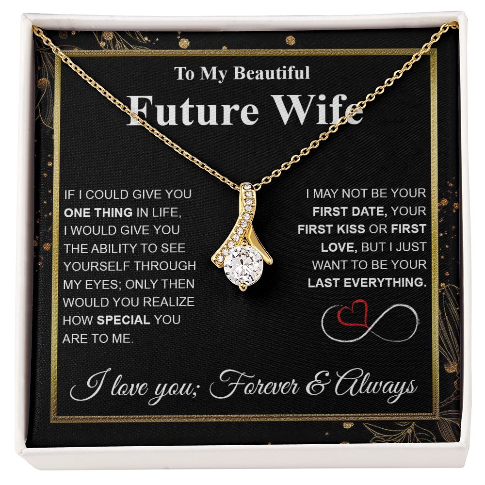 Future Wife Necklace My Last Everything, Promise Necklace For Her, Fiance Gifts For Her, Wedding Valentine Gifts For Future Wife With Message Card Box LED, Soulmate Necklace For Women, To My Wife Necklace Allruing Necklace