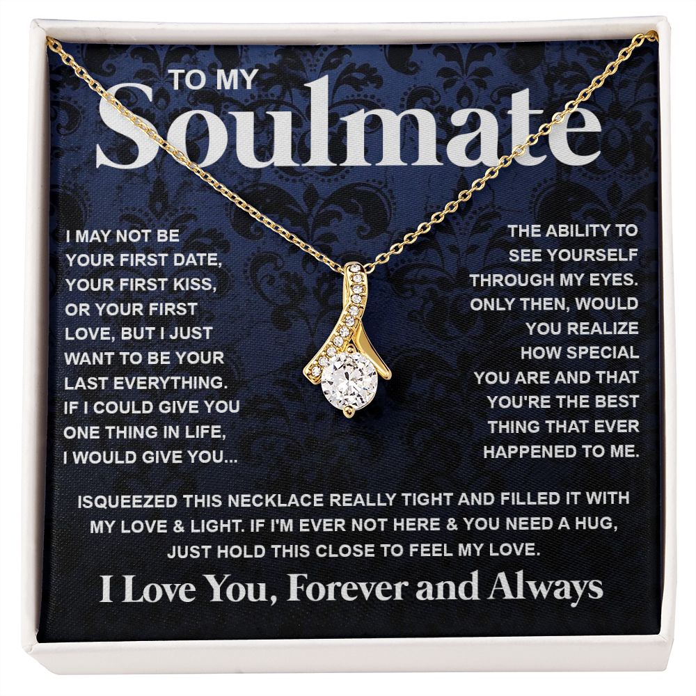 Couples Gifts Necklace To My Soulmate Necklace Anniversary Christmas Jewelry Romantic Gifts For My Wife Pendant Jewelry with Message Card and Box Necklaces for Women Valentines Day Happy Anniversary Wedding Present Allruing Necklace