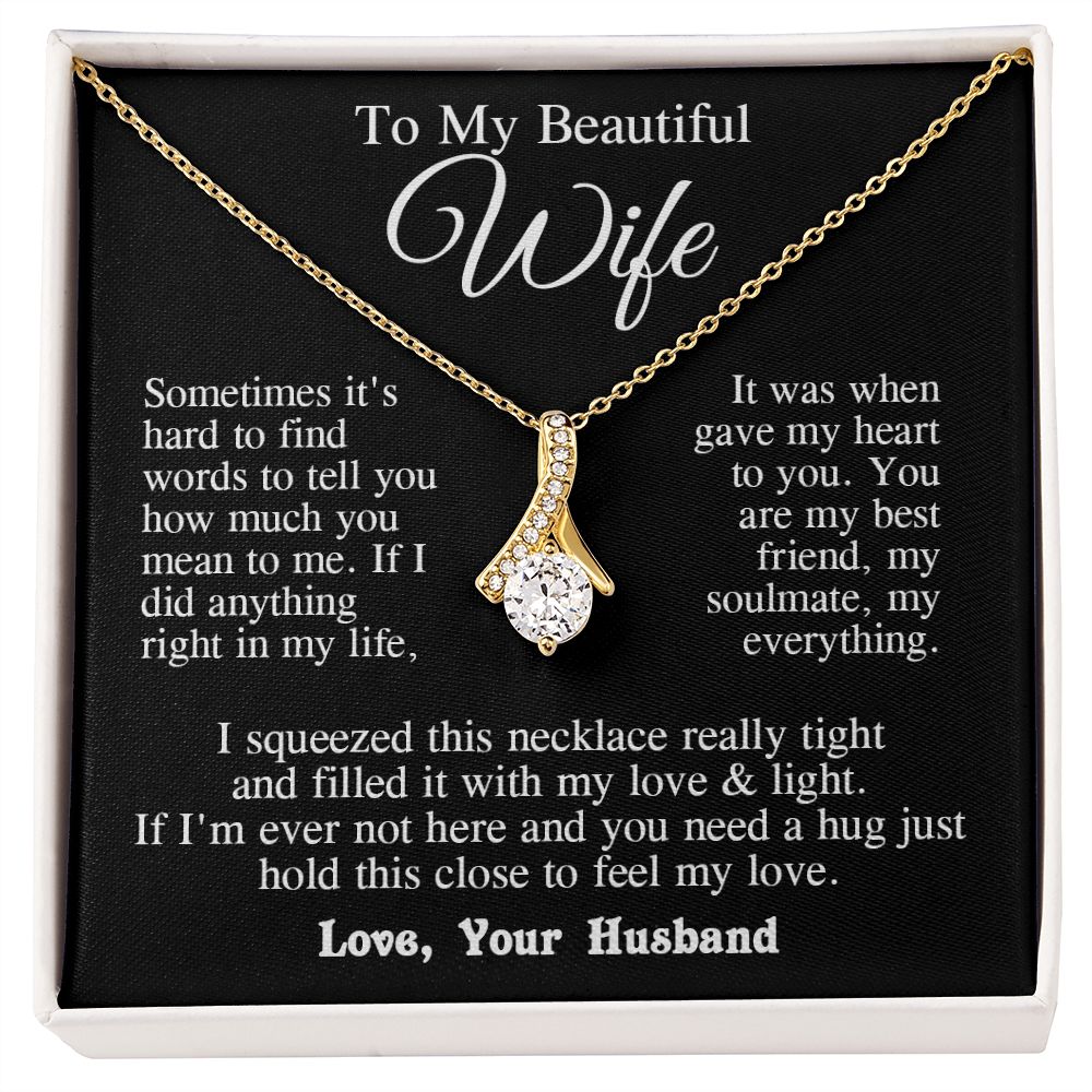 Wife Necklace from Husband, Wedding Anniversary Romantic Gifts for Wife from Husband to My Wife Necklaces for Wife Birthday Gifts, Wife Jewelry Necklace Message Card and Necklace Gift Box Gift Box Styles on Birthday, Wedding, Anniversary, Valentine Allrui