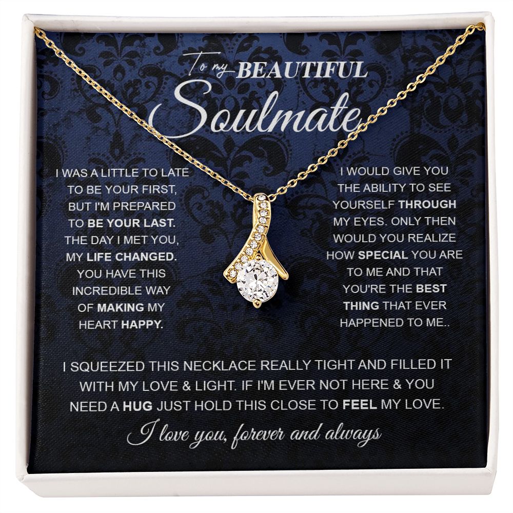 to My Beautiful Soulmate Wife Necklace Future Wife Gifts, Promise Necklace For Her, Fiance Gifts For Her, Wedding Anniversary Gifts For Future Wife With Message Card Box LED, Soulmate Necklace For Women, To My Wife Necklace Allruing Necklace