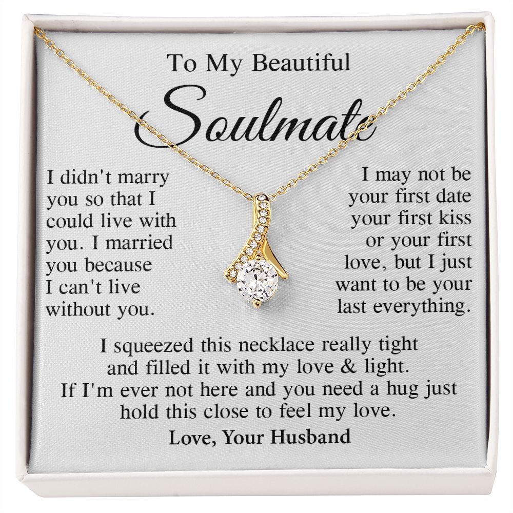 Soulmate Necklace Gift From Husband, Wedding Anniversary Romantic Gifts for Wife from Husband, Soulmate Birthday Gifts Message Card and Necklace Gifts Box Gift Box Styles on Birthday, Wedding, Anniversary, Valentine Allruing Necklace