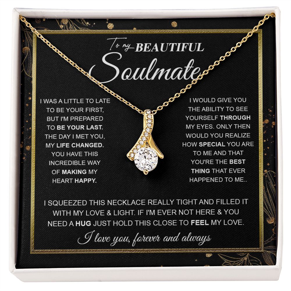 to My Beautiful Soulmate Necklace Future Wife Gifts, Promise Necklace For Her, Fiance Gifts For Her, Valentine Birthday Gifts For Future Wife With Message Card Box LED, Soulmate Necklace For Women, To My Wife Necklace Allruing Necklace