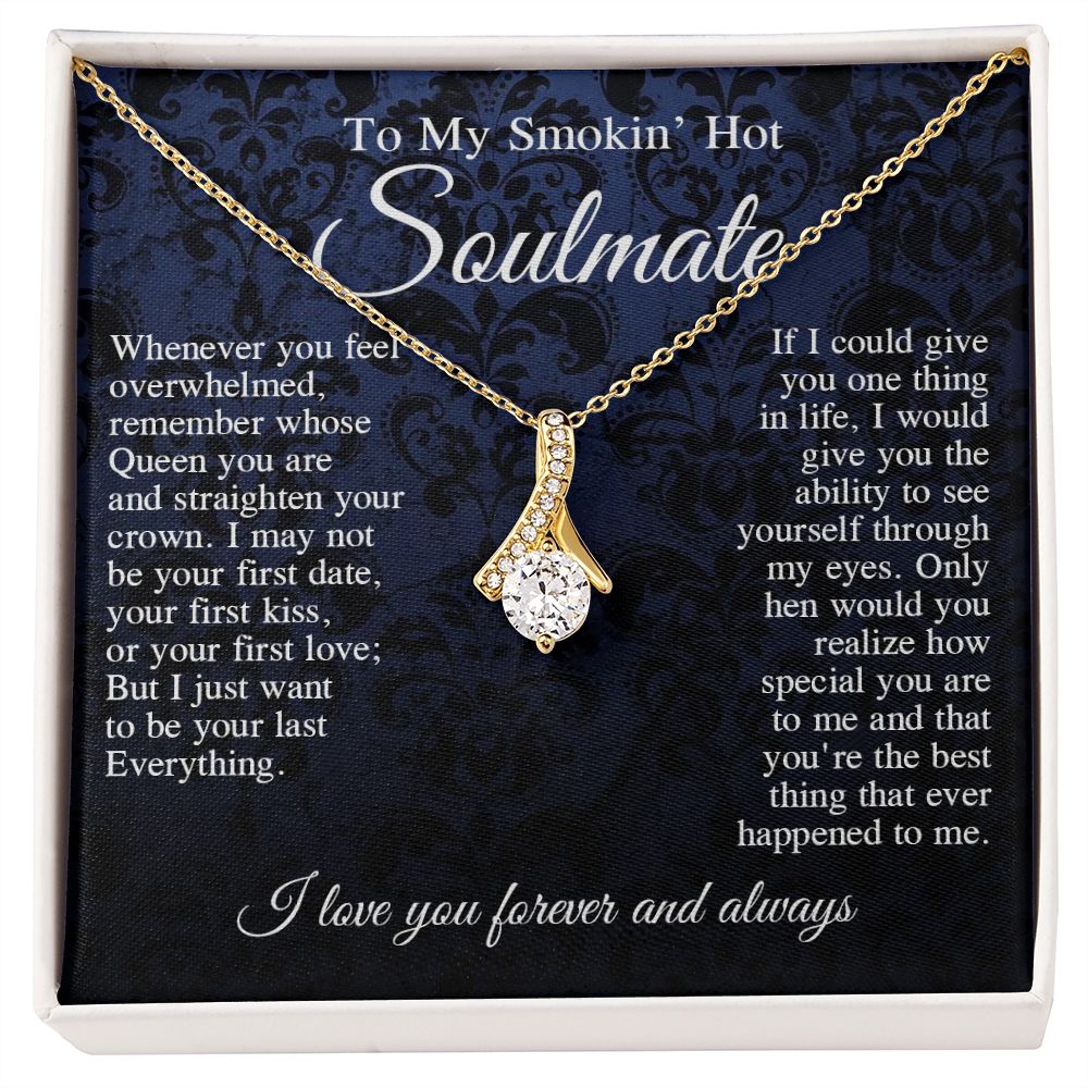 To My Smokin Hot Soulmate Necklace, Valentine Anniversary Jewelry Gift for Women, Anniversary Gifts For Wife From Husband To My Wife Necklace Message Card and Necklace Gift Box Gift Box Styles on Birthday, Wedding, Anniversary, Valentine Allruing Necklace