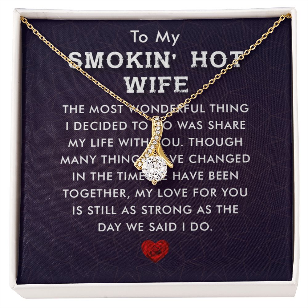 Couples Gifts, Smokin' Hot Wife Necklace Gifts From Husband, Wedding Anniversary Jewelry For Wife From Husband, Wife Birthday From Husband, To My Unbiological Sister Message Card and Gift Box styles On Birthday, Christmas, Anniversary  Allruing Necklace