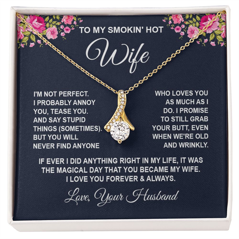 Wife Necklace Gifts from Husband, Wedding Anniversary Gifts for Wife from Husband, Wife Birthday Gifts from Husband, To My Wife Necklace Message Card and Necklace Gifts Box Gift Box Styles on Birthday, Wedding, Anniversary, Valentine Allruing Necklace