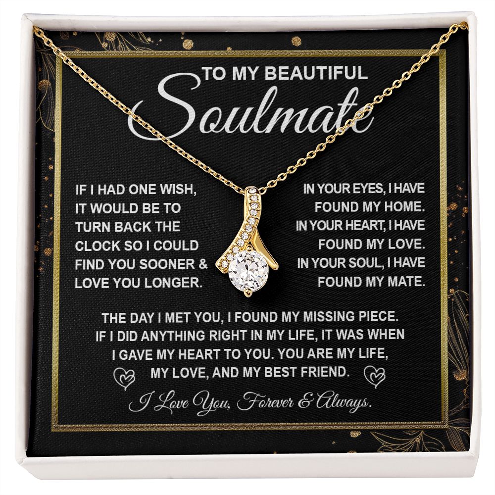 To My Beautiful Soulmate Necklace Gift for Her, Soulmate for Wife Valentine Gifts from Husband, Wedding Jewelry for Women, Soulmate Gifts, Message Card and Necklace Gifts Box Gift Box Styles on Birthday, Wedding, Anniversary, Valentine Allruing Necklace