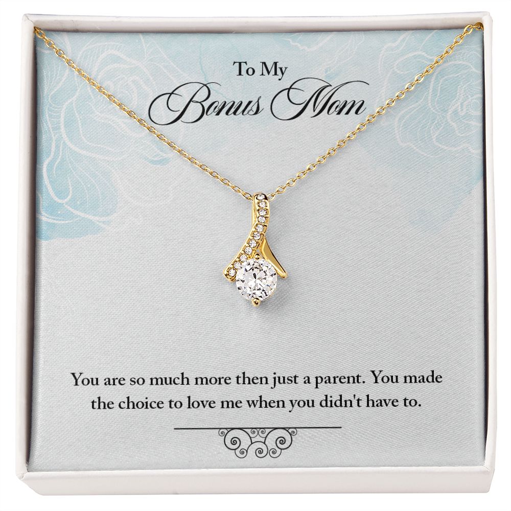 My Bonus Mom Necklace, Dear Mom, Mother's Day Necklace, Gift for Mom from Daughter, Son, Amazing Mom, Perfect Mother Mother's Day Gift, Love Knot Necklace Message Card and Gift Box Styles on Birthday, Christmas, Anniversary  Allruing Necklace