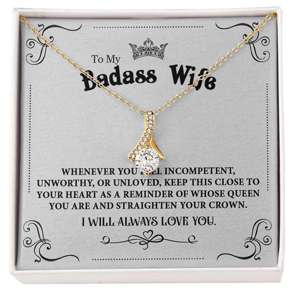 Personalized Valentine Gift For Badass Wife, To My Wife Necklace For Women, Soulmate Necklace, To My Wife Necklace From Husband, Necklace Custom Name Message Card and Gift Box Styles on Birthday, Christmas, Wedding, Anniversary Allruing Necklace