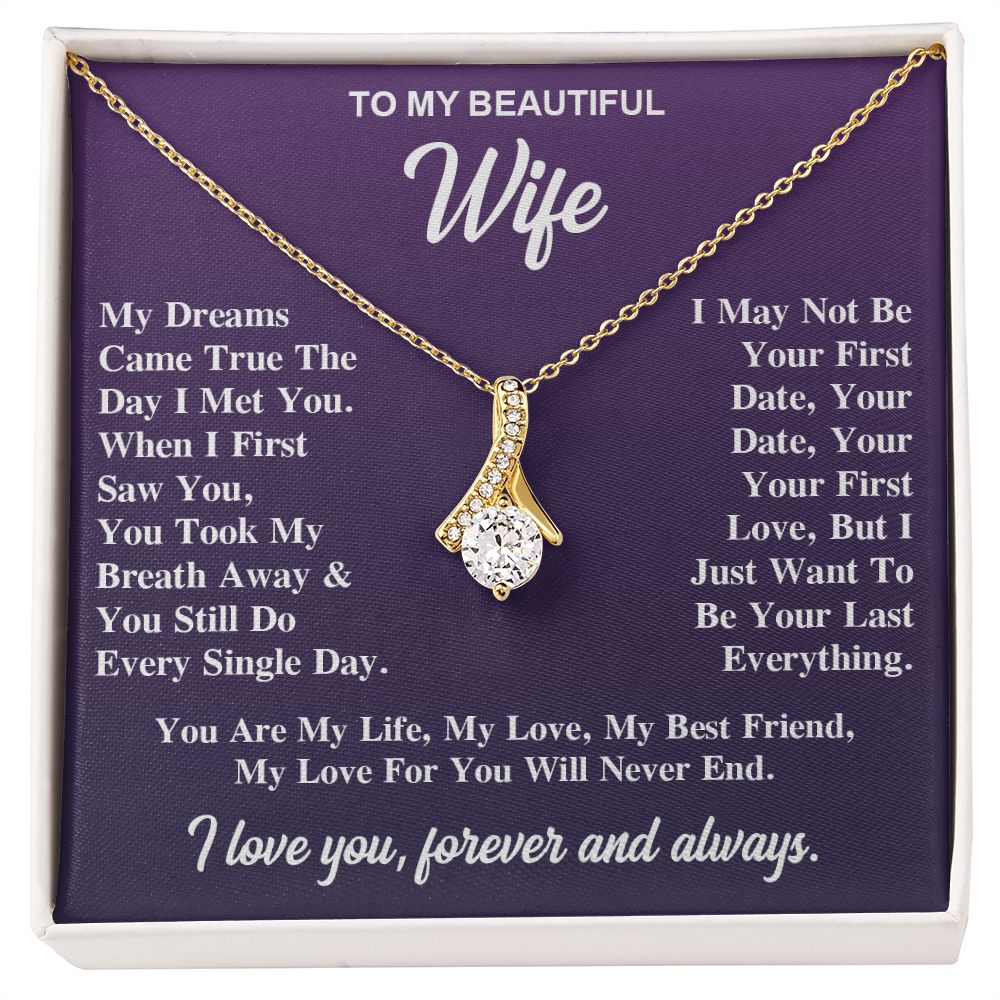 To My Wife Necklace Gift for Her, Soulmate Jewelry, Necklaces for Wife from Husband, Valentine To My Wife Necklace, Soulmate Gifts, Necklace Message Card and Gift Box Styles on Birthday, Wedding, Anniversary, Valentine Allruing Necklace