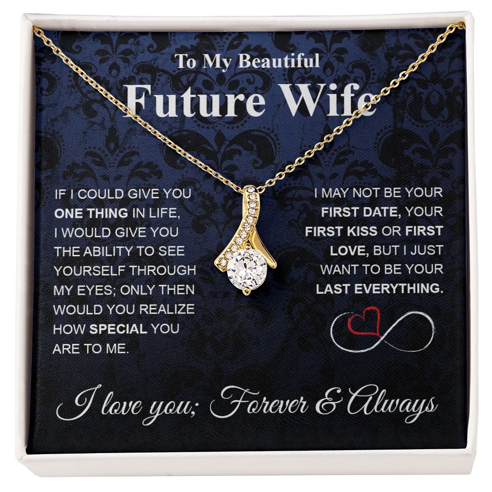 Future Wife Necklace My Last Everything, Promise Necklace For Her, Fiance Gifts For Her, Wedding Gifts For Future Wife With Message Card Box LED, Soulmate Necklace For Women, To My Wife Necklace Allruing Necklace
