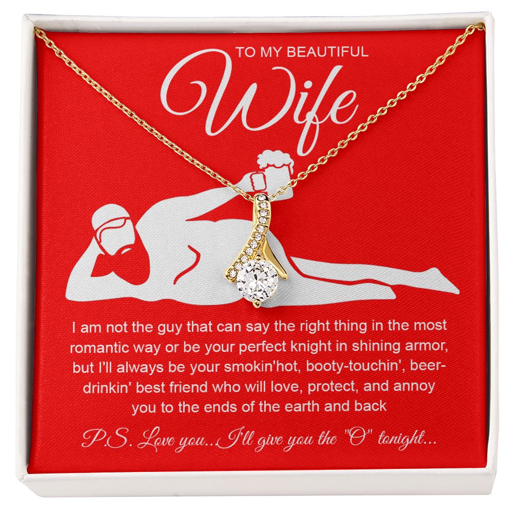 To My Beautiful Wife Necklace For Women, Funny Gifts For Girlfriend,Valentine Presents For Girlfriend, Best Birthday Meaningful Gift Ideas For Wife, Women Romantic Jewelry For Her Anniversary Message Card and Gift Box Styles Allruing Necklace