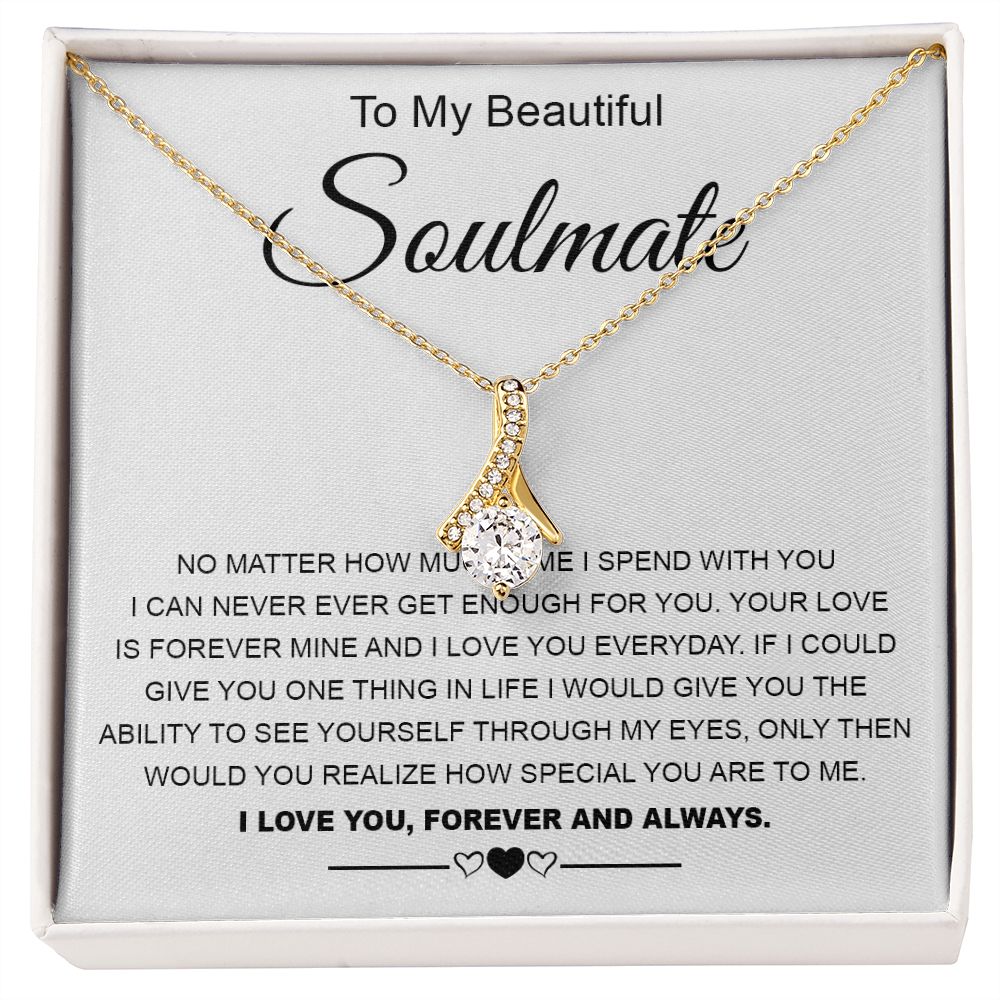 To My Beautiful Soulmate Necklace Valentine Gifts for Wife Gifts from Husband, Wife Anniversary Gifts, Gifts for Wife, Message Card and Necklace Gift Box Gift Box Styles on Birthday, Wedding, Anniversary, Valentine Allruing Necklace