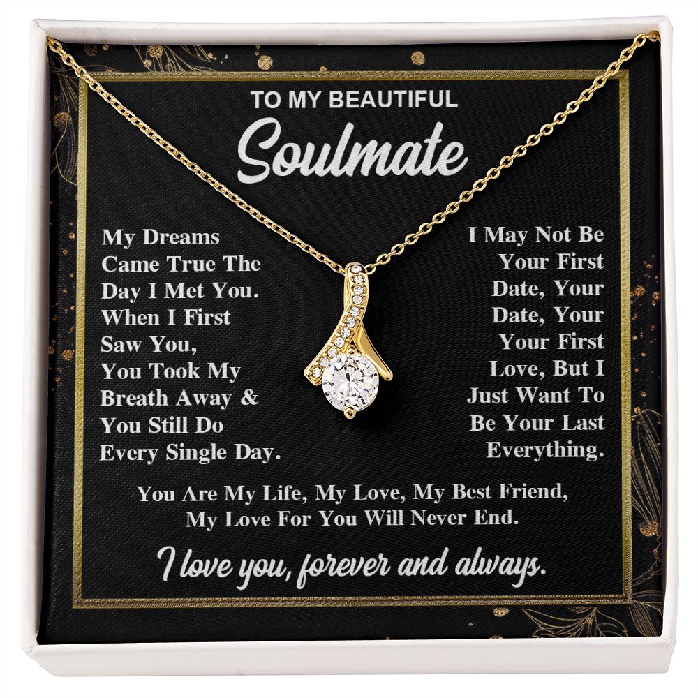 To My Soulmate Necklace Gift for Her, Soulmate Necklace, Necklaces for Wife from Husband, Birthday To My Wife Necklace, Soulmate Gifts, Necklace Message Card and Gift Box Styles on Birthday, Wedding, Anniversary, Valentine Allruing Necklace