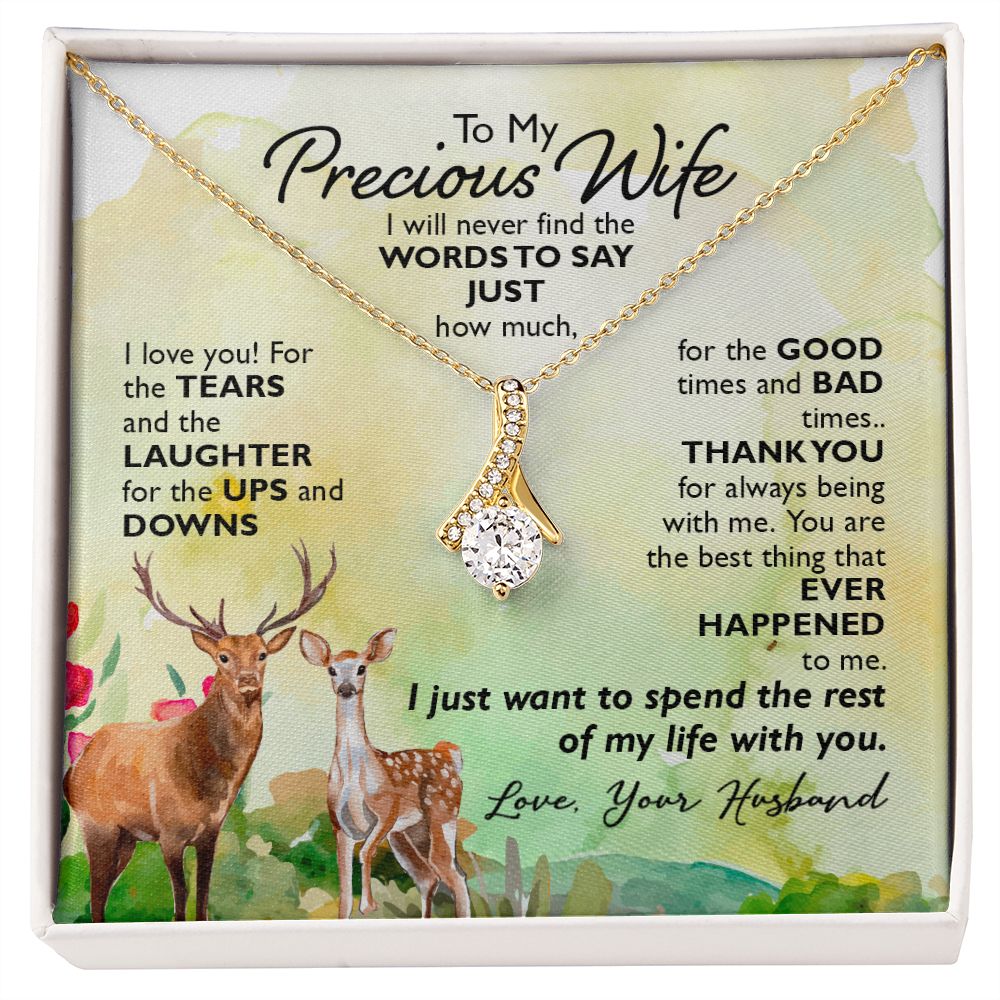 To My Preious Wife Necklace Romantic Gifts For Her Unique Necklaces For Wife From Husband Cute Valentines Day Anniversary Birthday For Wife, Love Knot Meaningful Necklace Message Card and Gift Box Styles on Birthday, Christmas, Anniversary Allruing Neckla