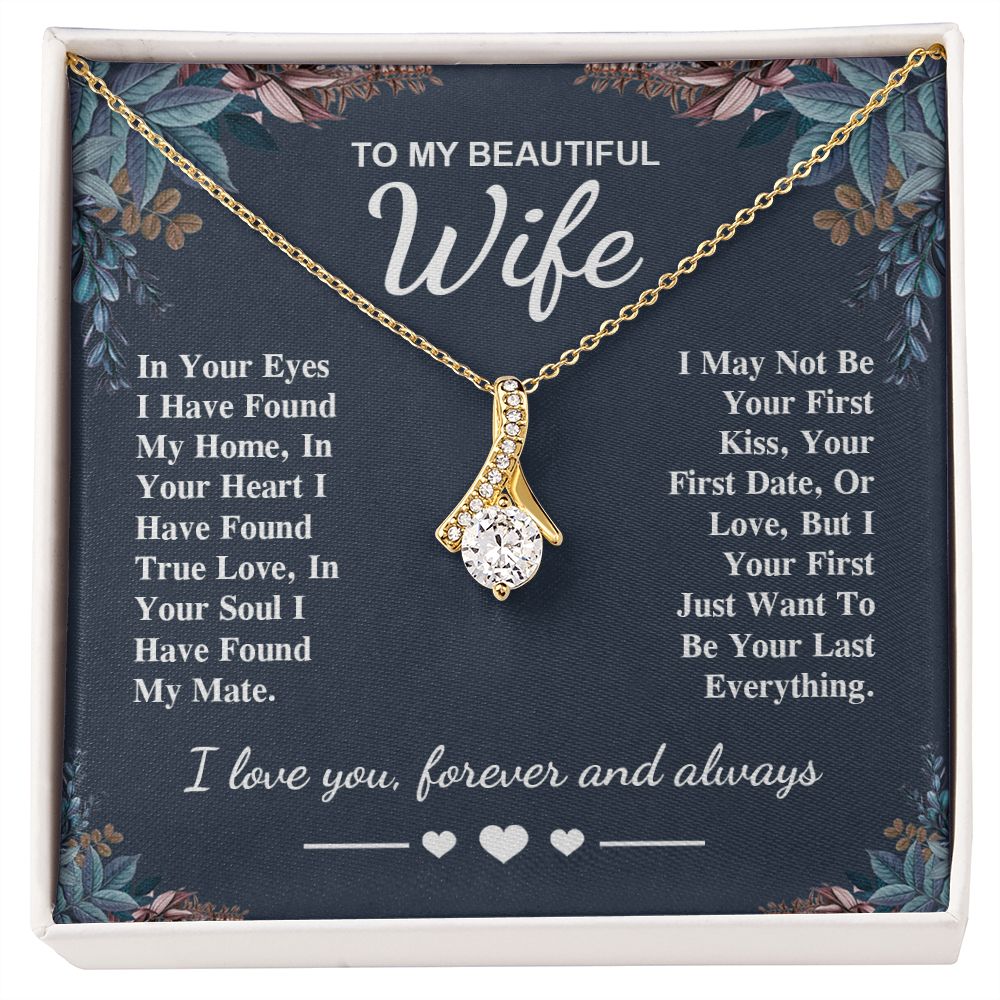 To My Beautiful Wife Necklace Gift, Soulmate for Wife Valentine Gifts from Husband, Birthday for Women, Soulmate Gifts, Message Card and Necklace Gifts Box Gift Box Styles on Birthday, Wedding, Anniversary, Valentine Allruing Necklace