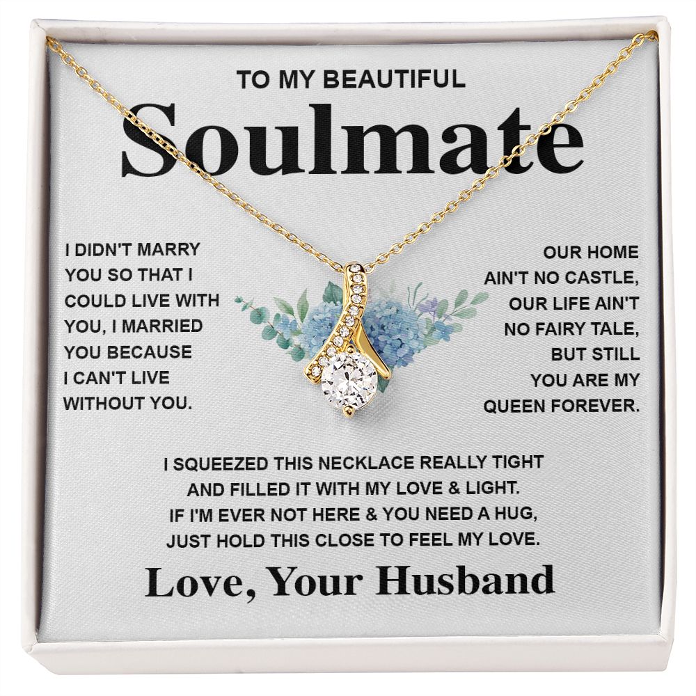 Soulmate Necklace Gift From Husband To My Badass Wife Pendant Valentines Day Anniversary Jewelry with Message Card and Gift Box. Gift for Wife. Necklace Gift Set for Wife Message Card and Necklace Gifts Box Gift Box Styles Allruing Necklace