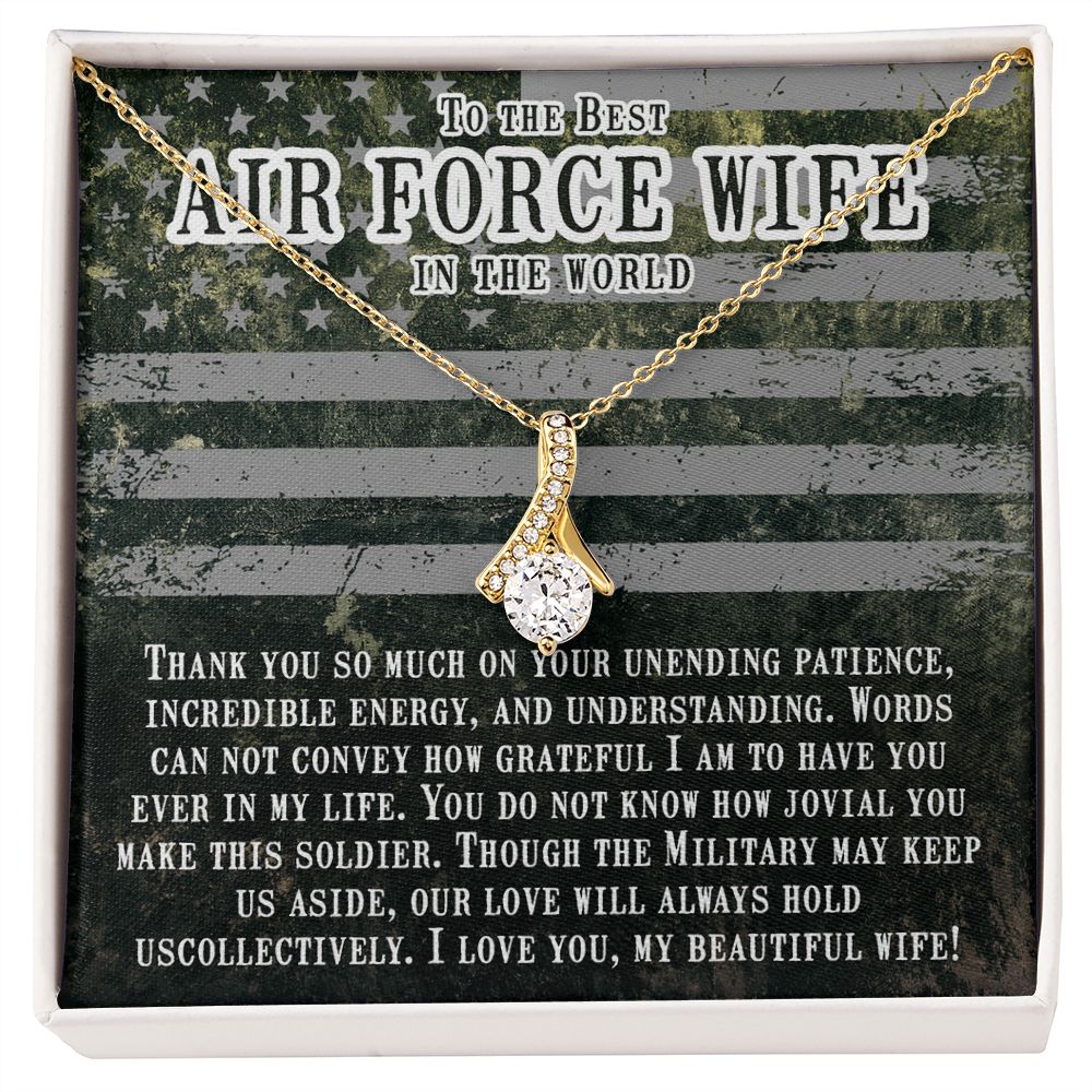 Couples Gifts, Air Force Wife Necklace Gifts From Husband, Wedding Anniversary Jewelry For Wife From Husband, Wife Birthday From Husband, To My Beautiful Wife Girlfriend Message Card and Gift Box styles On Birthday, Christmas, Anniversary  Allruing Neckla