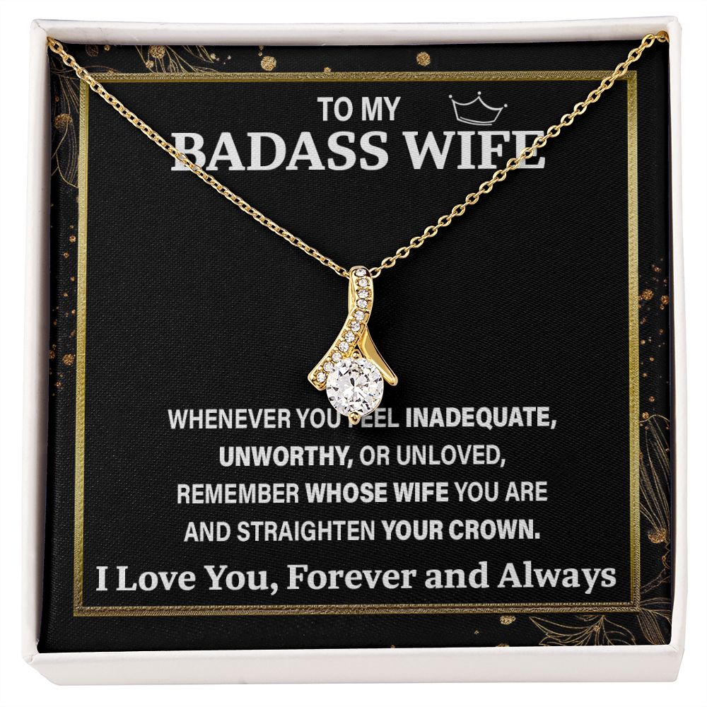 Wife Necklace Gift From Husband To My Badass Wife Pendant Valentine Jewelry with Message Card and Gift Box. Gift for Wife. Necklace Gift Set for Wife Necklace Gifts Box Gift Box Styles Allruing Necklace
