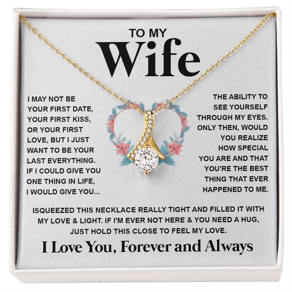 Couples Gifts Necklace To My Wife Necklace Valentine Christmas Jewelry Romantic Gifts For My Wife Pendant Jewelry with Message Card and Box Necklaces for Women Valentines Day Happy Anniversary Wedding Present Allruing Necklace