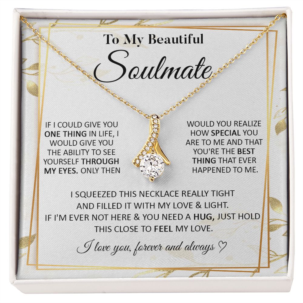 Couples Gifts To My Beautiful Soulmate Necklace From Husband, Wedding Anniversary For Wife From Husband, Wife Wedding From Husband, To My Wife, Necklace Custom Name Message Card and Gift Box Styles on Birthday, Christmas, Wedding, Anniversary Allruing Nec