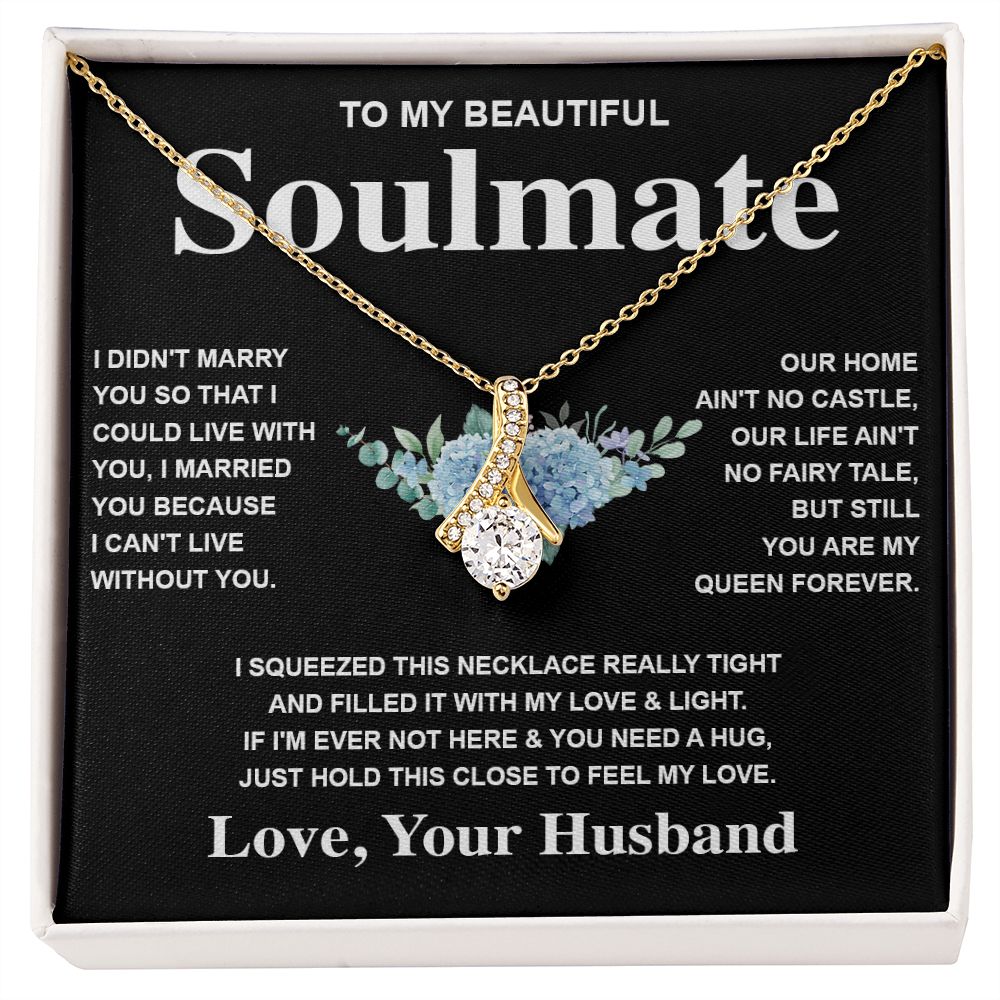 Soulmate Necklace Gift From Husband To My Badass Wife Pendant Valentines Day Anniversary Jewelry with Message Card and Gift Box. Gift for Wife. Necklace Gift Set for Wife Allruing Necklace