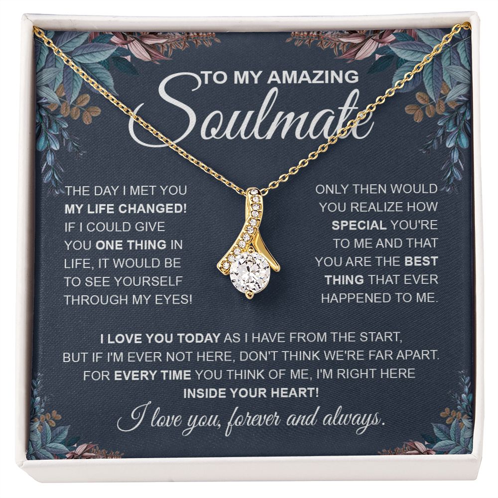 to My Soulmate Necklace, Soulmate Jewelry for Women, Wife Gifts from Husband, Wedding Necklace for Wife Soulmate Gifts Future Wife Necklace Message Card and Gift Box Styles on Birthday, Wedding, Anniversary, Valentine Allruing Necklace