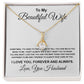 To My Beautiful Wife Necklace From Husband Pendant Jewelry with Message Card and Box Necklaces for Women Valentines Day Happy Wedding Present for Birthday Merry Christmas for Wife Allruing Necklace