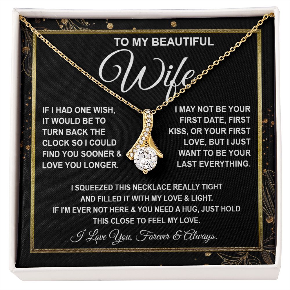 To My Beautiful Wife Necklace, Soulmate Jewelry For Women, Wife Necklace From Husband, Soulmate Gifts For Her, To My Future Soulmate Necklace Message Card and Necklace Gifts Box Gift Box Styles on Birthday, Wedding, Anniversary, Valentine Allruing Necklac
