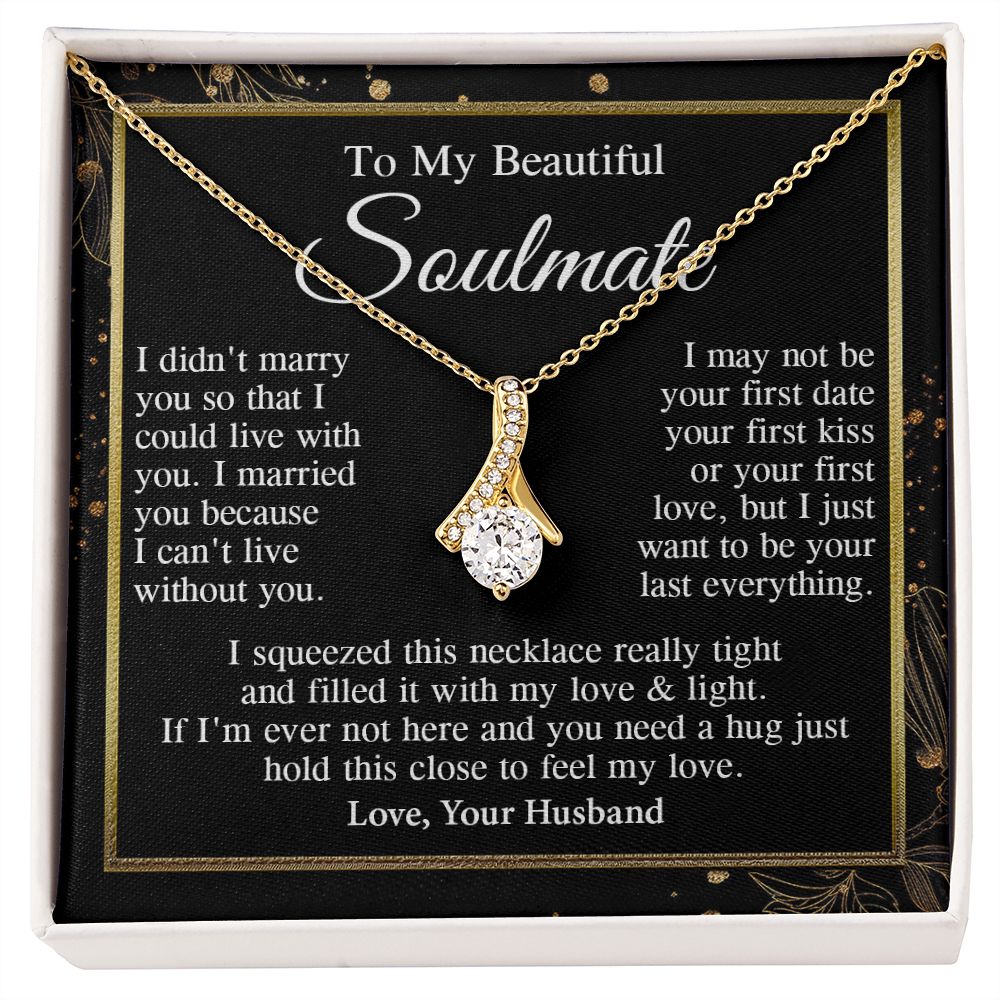 Soulmate Necklace Gift From Husband, Anniversary Romantic Gifts for Soulmate from Husband, Wife Wedding Gifts Message Card and Necklace Gifts Box Gift Box Styles on Birthday, Wedding, Anniversary, Valentine Allruing Necklace