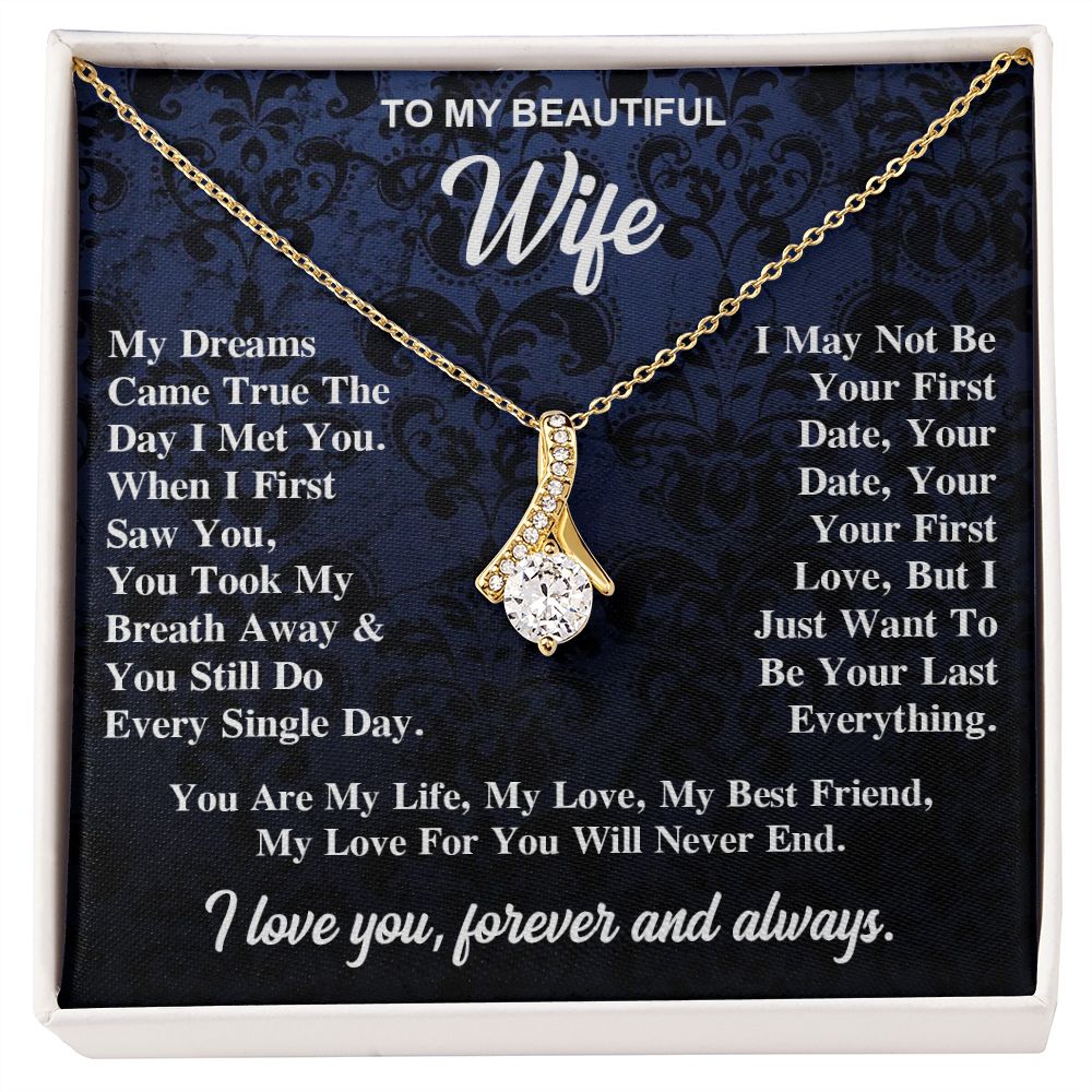 To My Wife Necklace Gift for Her, Soulmate Jewelry, Necklaces for Wife from Husband, Wedding To My Wife Necklace, Soulmate Gifts, Necklace Message Card and Gift Box Styles on Birthday, Wedding, Anniversary, Valentine Allruing Necklace