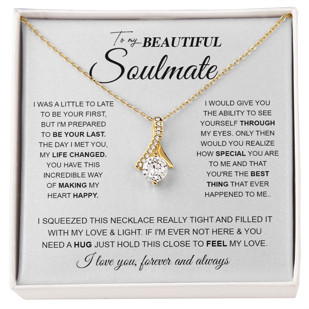 to My Beautiful Soulmate Necklace Future Wife Gifts, Promise Necklace For Her, Fiance Gifts For Her, Wedding Birthday Gifts For Future Wife With Message Card Box LED, Soulmate Necklace For Women, To My Wife Necklace Allruing Necklace