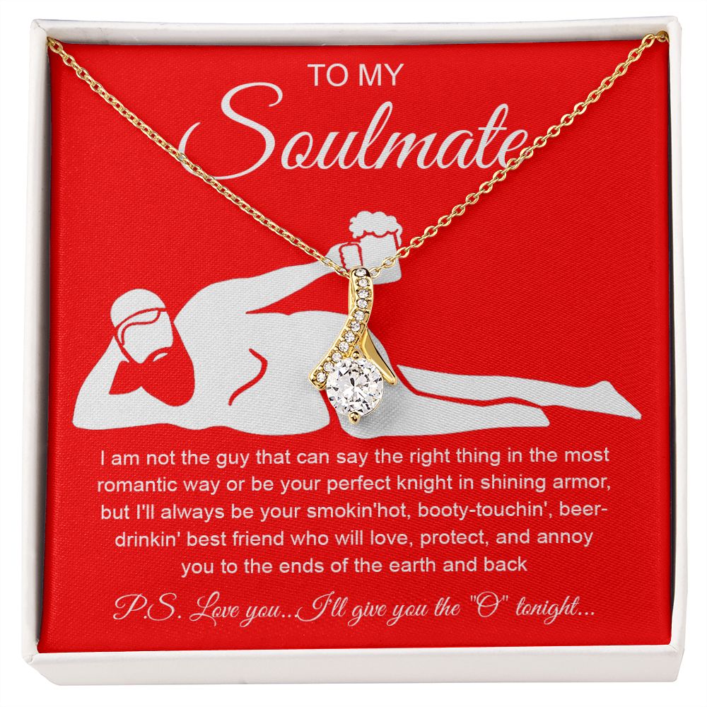 To My Soulmate Necklace For Women, Funny Gifts For Girlfriend,Valentine Presents For Girlfriend, Best Birthday Meaningful Gift Ideas For Wife, Women Romantic Jewelry For Her Anniversary Message Card and Gift Box Styles Allruing Necklace