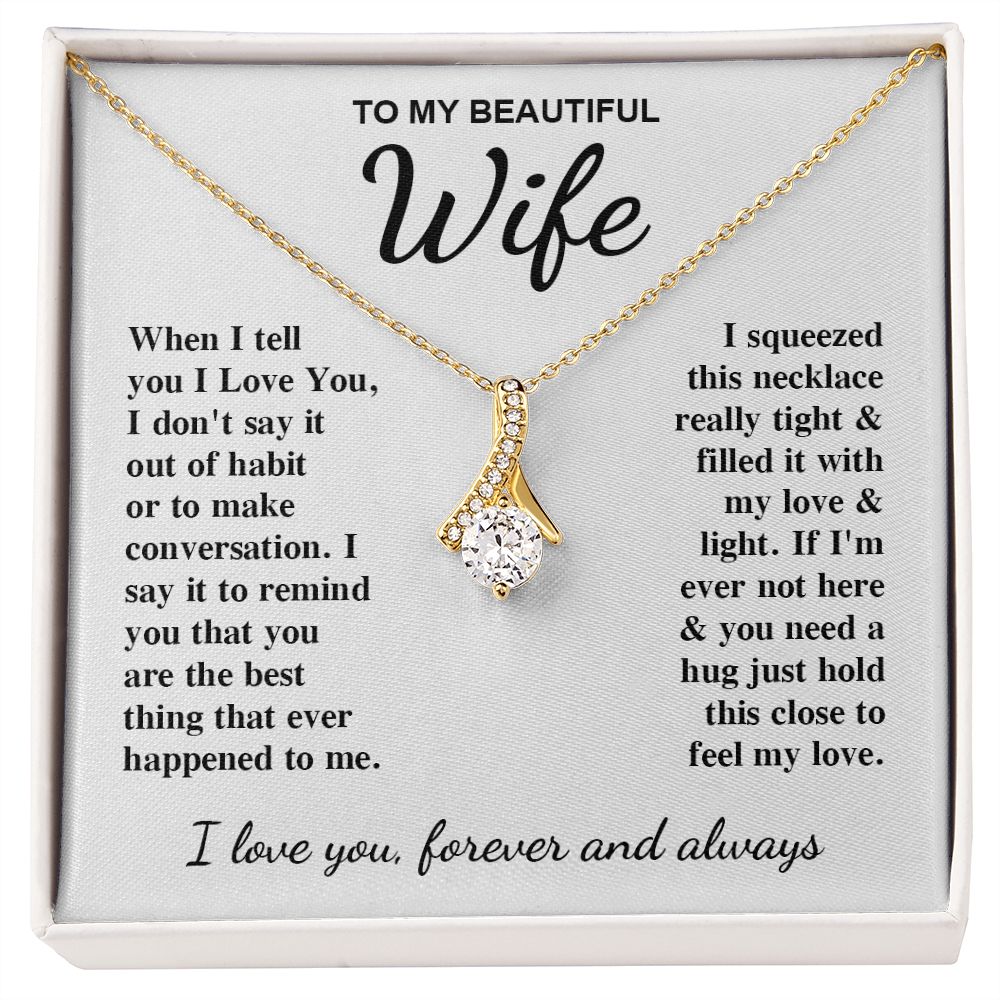 To My Beautiful Wife Necklace Gift for Her, Soulmate for Wife Birthday Gifts from Husband, Anniversary for Women, Soulmate Gifts, Message Card and Necklace Gifts Box Gift Box Styles on Birthday, Wedding, Anniversary, Valentine Allruing Necklace
