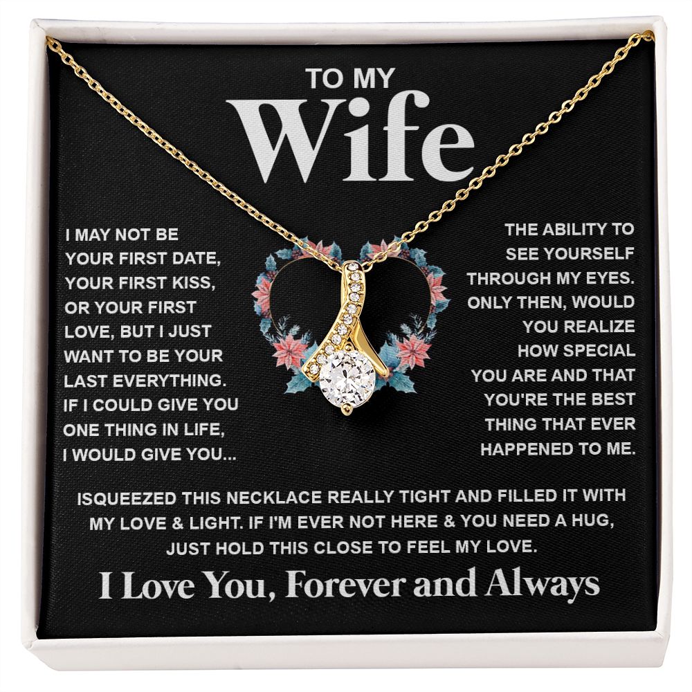 Couples Gifts Necklace To My Wife Necklace Birthday Christmas Jewelry Romantic Gifts For My Wife Pendant Jewelry with Message Card and Box Necklaces for Women Valentines Day Happy Anniversary Wedding Present Allruing Necklace