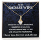 Wife Necklace Gift From Husband To My Badass Wife Pendant Valentines Day Birthday Jewelry with Message Card and Gift Box. Gift for Wife. Necklace Gift Set for Wife Necklace Gifts Box Gift Box Styles Allruing Necklace