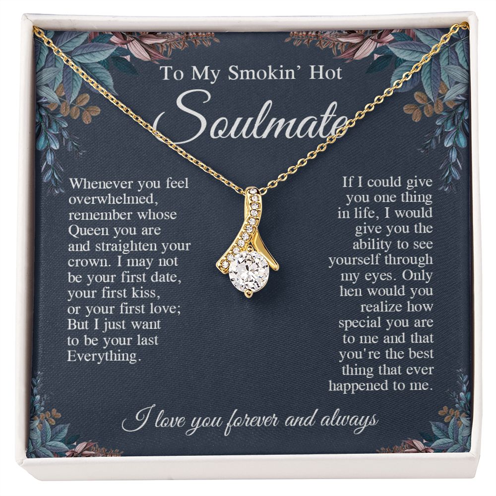 To My Smokin' Hot Soulmate Necklace, Valentine Anniversary Jewelry Gifts for Women, Anniversary Gifts For Wife From Husband To My Wife Necklace Message Card and Necklace Gift Box Gift Box Styles on Birthday, Wedding, Anniversary, Valentine Allruing Neckla