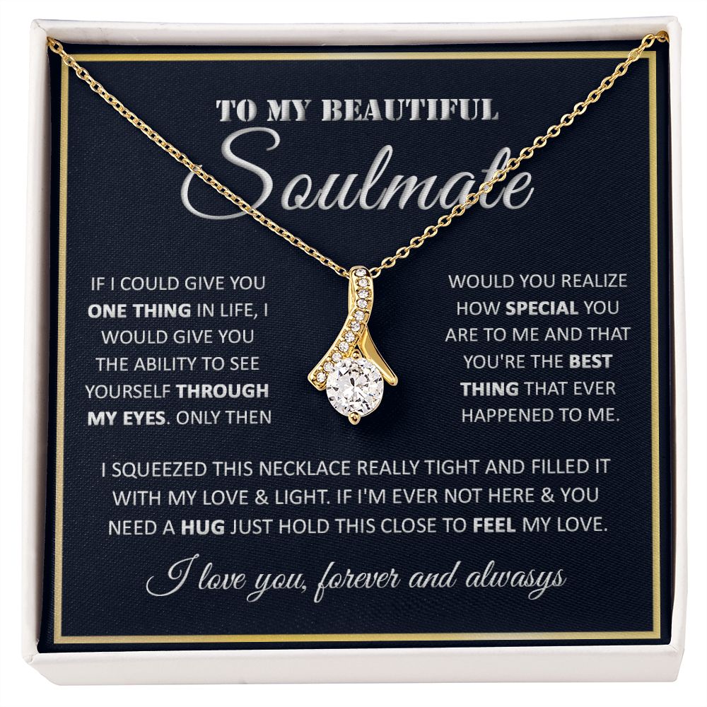Couples Gifts, To My Beautiful Soulmate Necklace Gifts From Husband, Wedding Anniversary For Wife From Husband, My Beautiful Wife, Necklace Custom Name Message Card and Gift Box Styles on Birthday, Christmas, Wedding, Anniversary Allruing Necklace