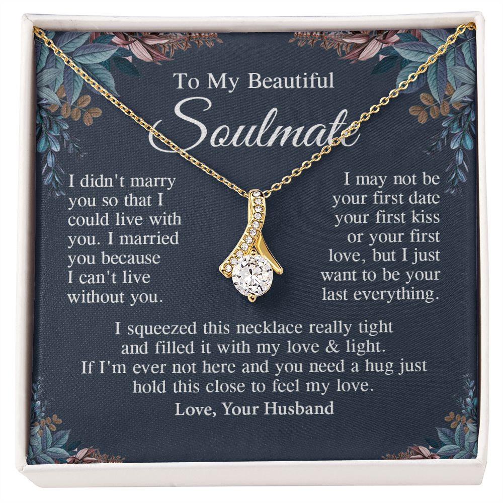 Soulmate Necklace Gift From Husband, Anniversary Romantic Gifts for Wife from Husband, Soulmate Anniversary Gifts Message Card and Necklace Gifts Box Gift Box Styles on Birthday, Wedding, Anniversary, Valentine Allruing Necklace