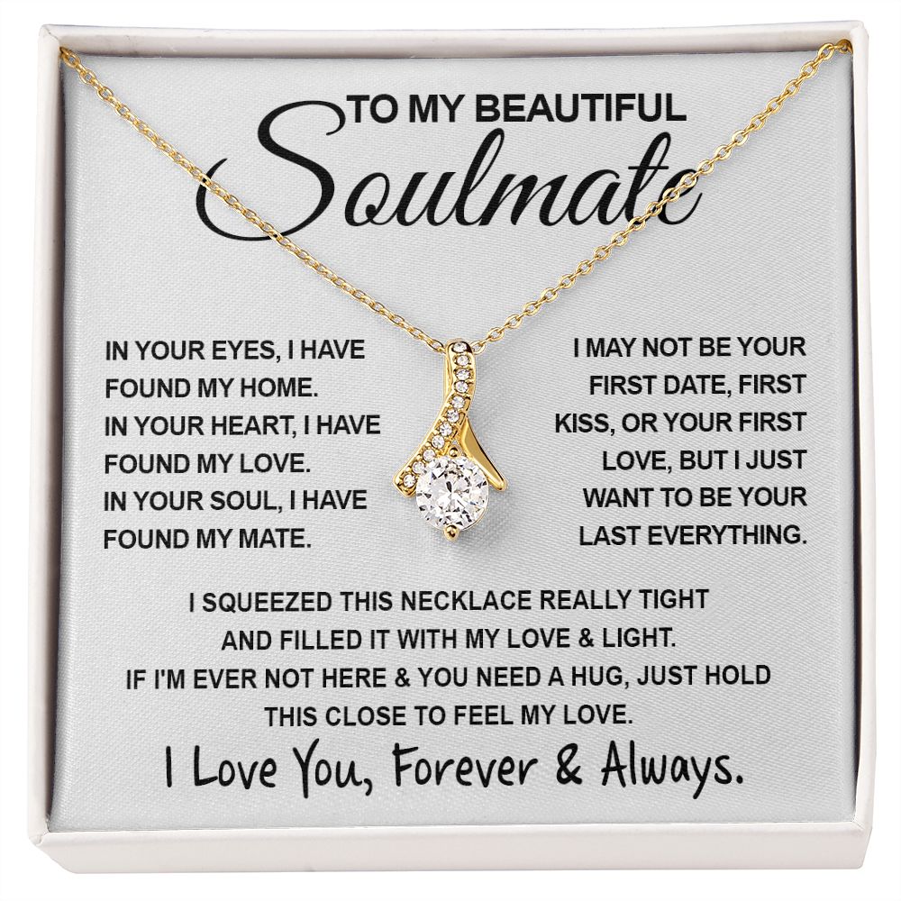 To My Beautiful Soulmate Necklace, Soulmate Jewelry For Women, Wife Necklace From Husband, Wife Birthday Gifts Necklace For Wife, Soulmate Gifts For Her, To My Future Wife Necklace Soulmate Allruing Necklace